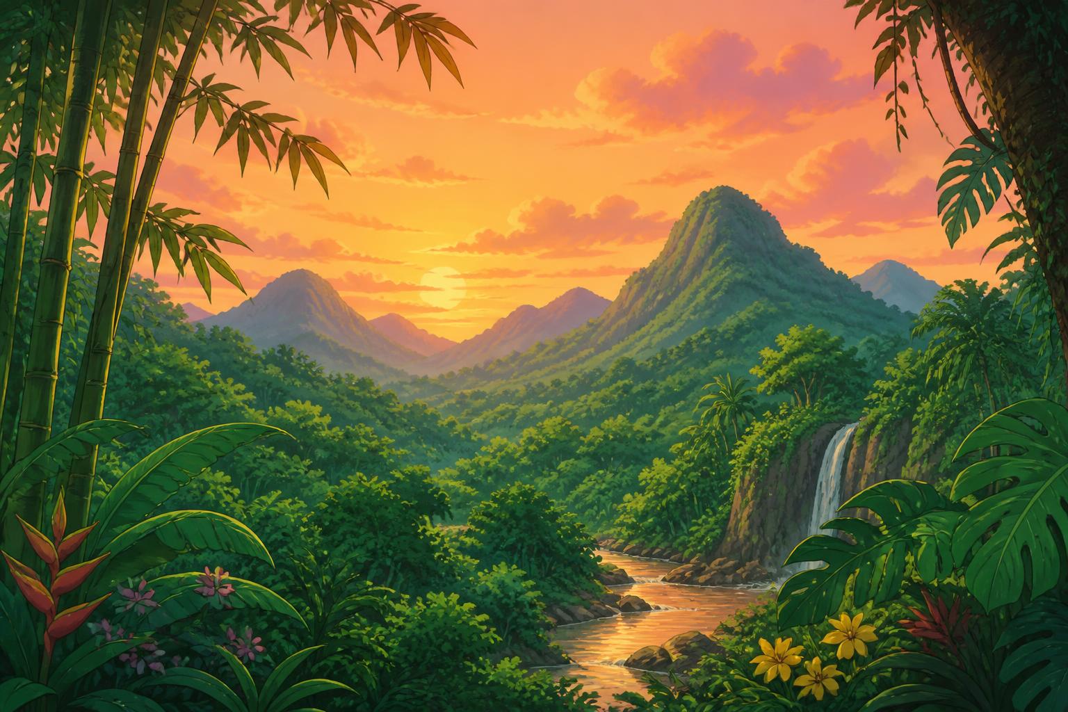 Jungle sunset